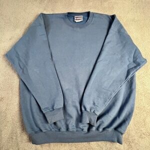 Hanes Ultimate Cotton Printpro Sweatshirt Mens XL Blue Crewnck Heavyweight Blank